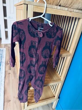 babyGap Burgundy Lion Print Zip Footless Pajamas